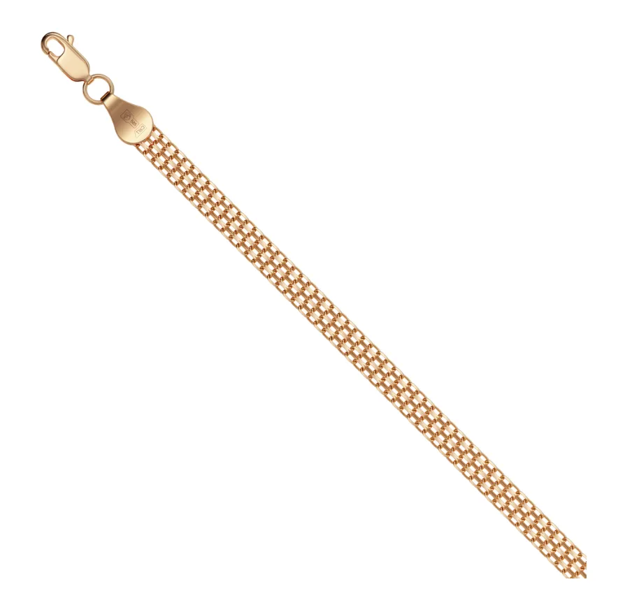 14ct Rose Gold Diamond Cut Double Bismarck Bracelet — 0.35 mm