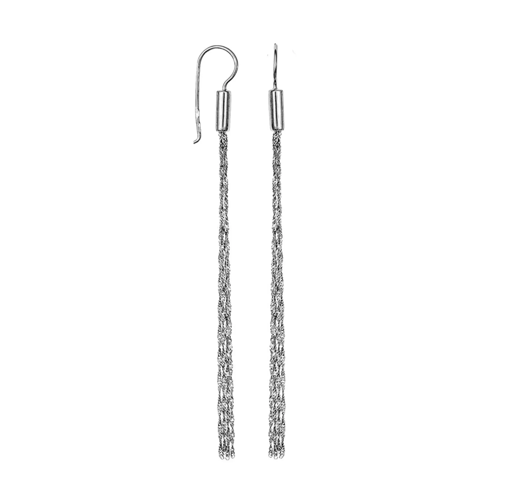 StarDust White Gold Tassel Earrings