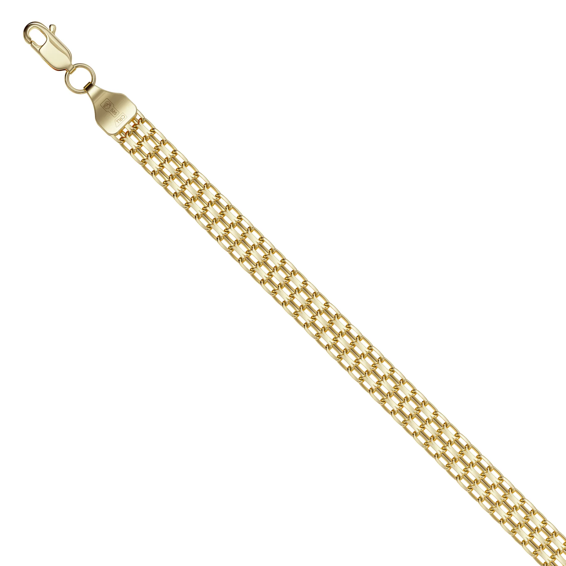 14ct Yellow Gold Diamond Cut Double Bismarck Bracelet