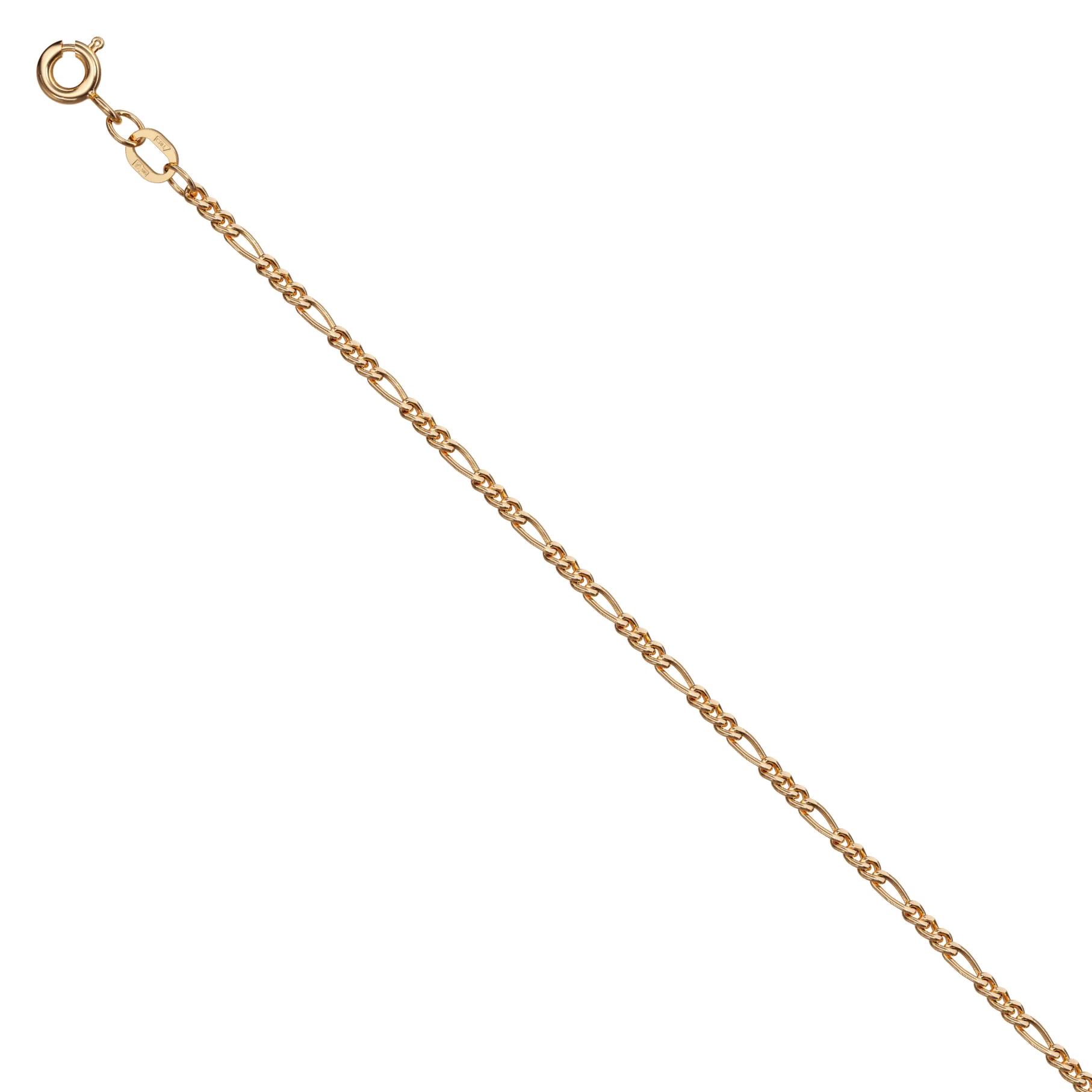 9ct Rose Gold Diamond Cut Figaro Bracelet