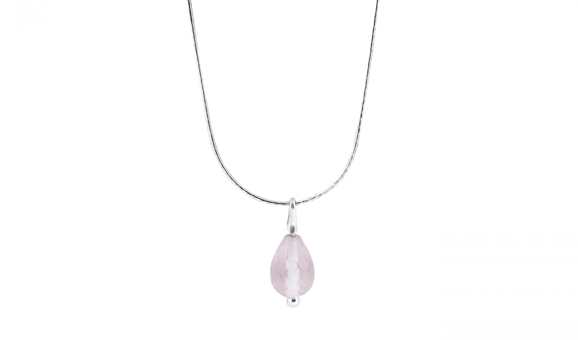 Rose Quartz Drop Necklace Sterling Silver 925