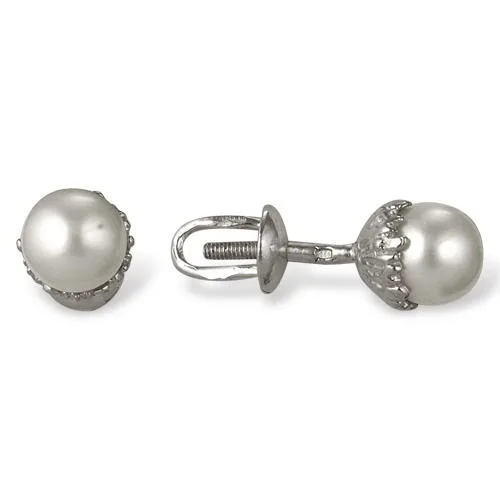 Nona Pearl Stud Earrings Sterling Silver 925