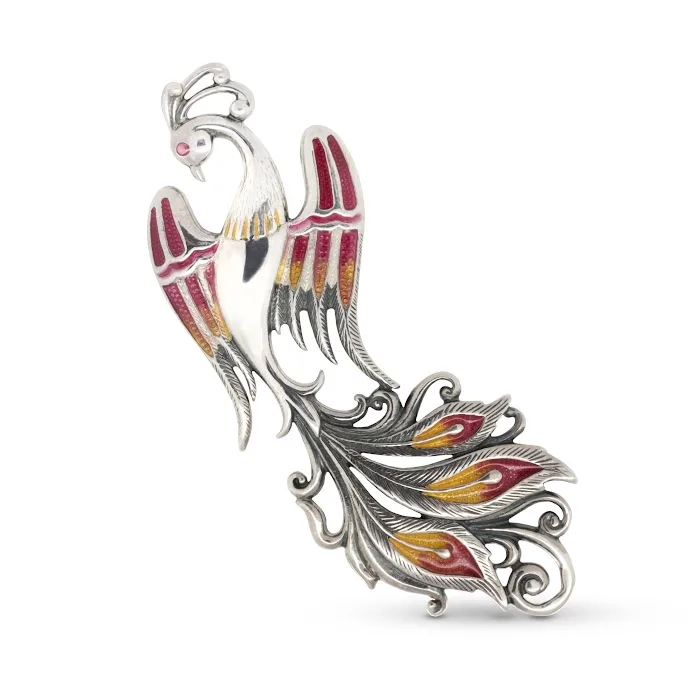 Phoenix Silver Brooch
