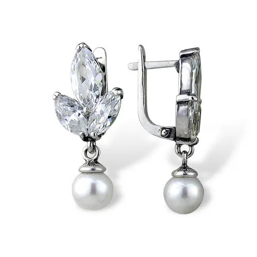 Lily Pearl Earrings Sterling Silver 925