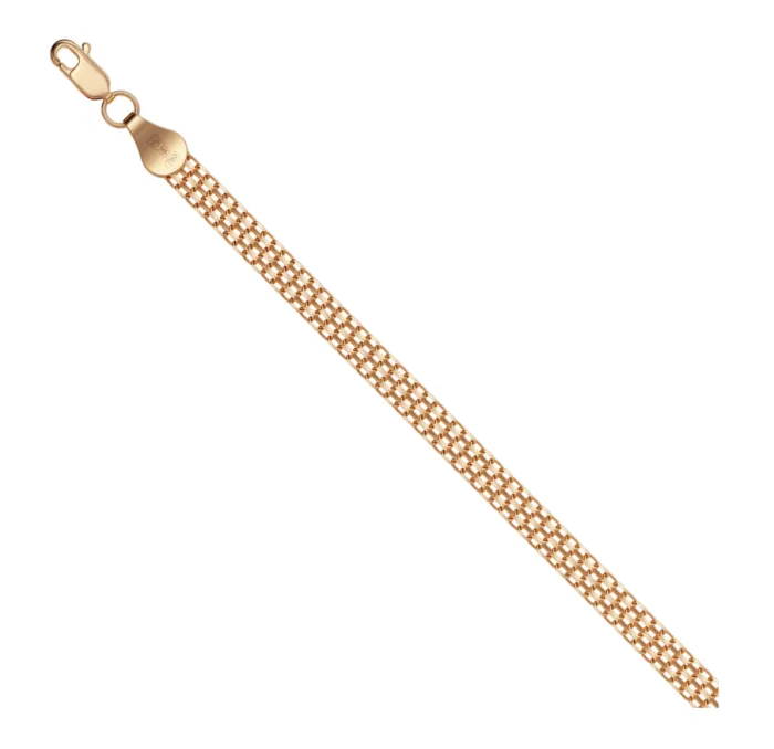 14ct Rose Gold Diamond Cut Double Bismarck Bracelet — 0.35 mm