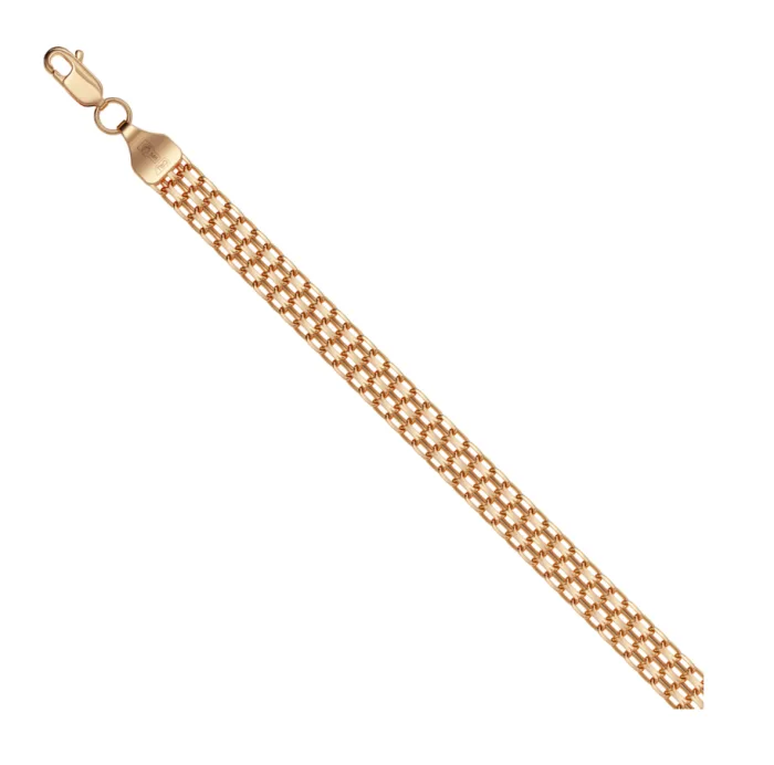 14ct Rose Gold Diamond Cut Double Bismarck Bracelet — 0.50 mm