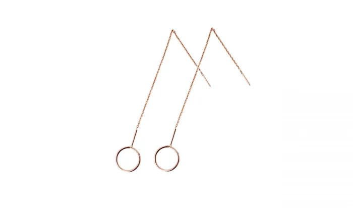 Ring Pull Through Earrings 14ct Rose Gold