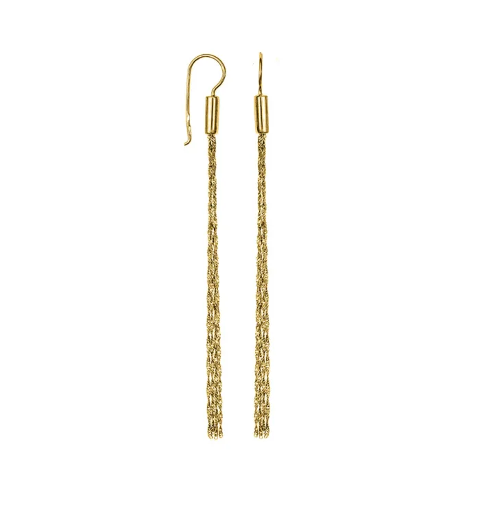 Yellow Gold Tassel Earrings StarDust Collection