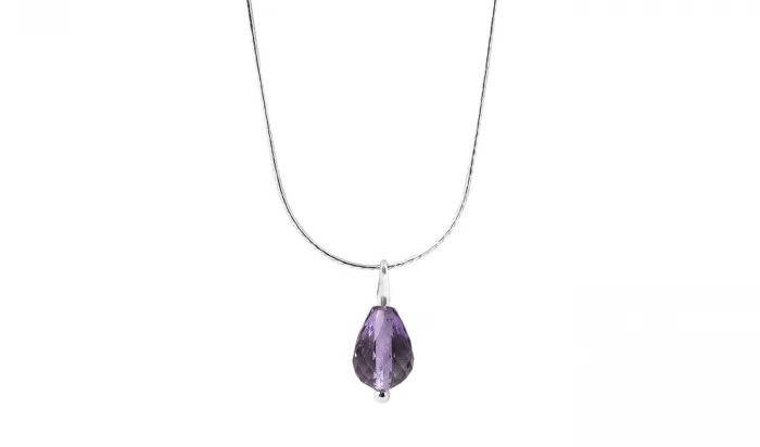 Amethyst Drop Necklace Sterling Silver 925