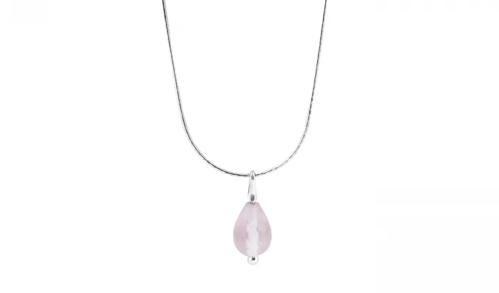 Rose Quartz Drop Necklace Sterling Silver 925