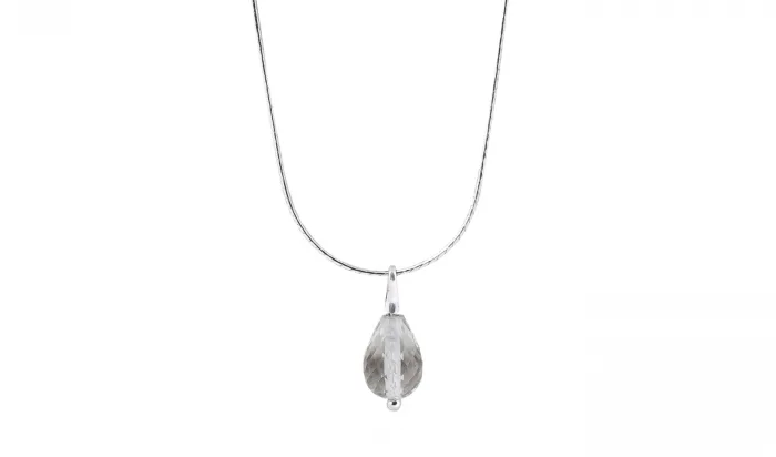 Green Amethyst Drop Necklace Sterling Silver 925