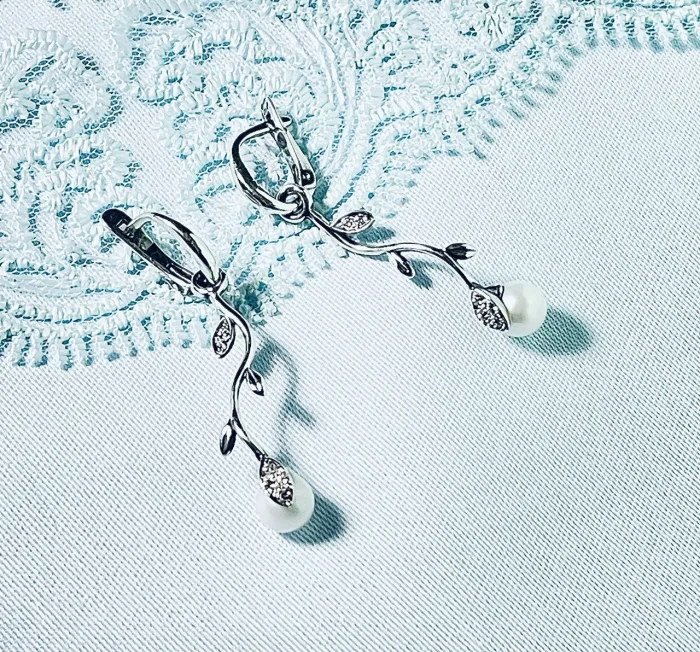 Ivy Pearl Earrings Sterling Silver 925